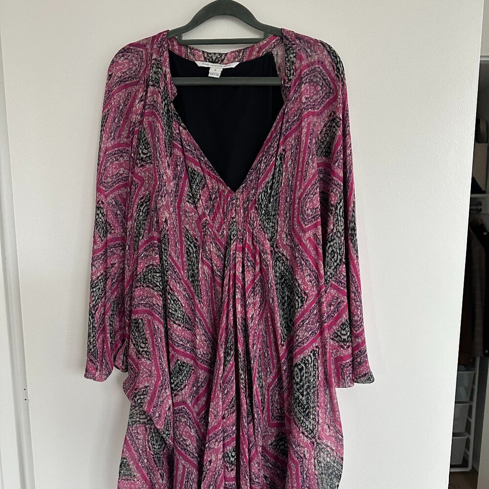 Diane Von Furstenberg Pink and Black Mini Dress
